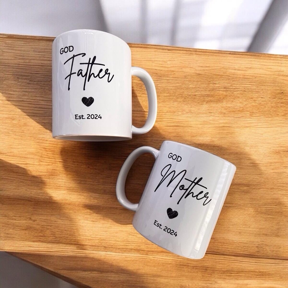 Godparent Mug Set - Customizable Ceramic Keepsake for New Roles - Drinkware Customized Stylish Cup