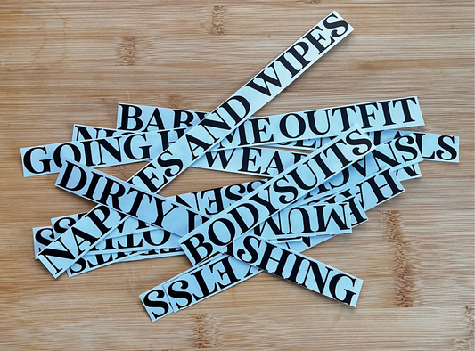 Baby Hospital Organiser Bag Vinyl Labels Decal Stickers | Baby Essentials | Baby Shower Gift | Mum to Be | Labor & Delivery Bag Labels