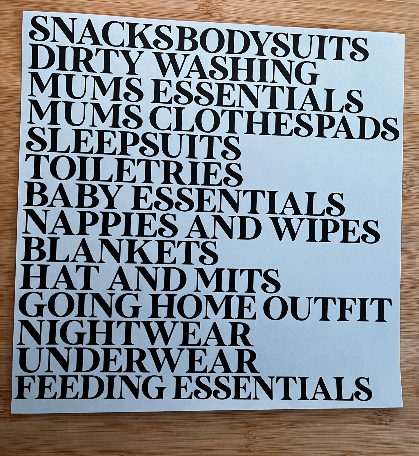 Baby Hospital Organiser Bag Vinyl Labels Decal Stickers | Baby Essentials | Baby Shower Gift | Mum to Be | Labor & Delivery Bag Labels