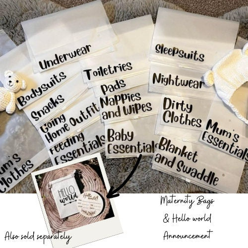 The Hospital Bag Organization Kit with 15 Labels is a trendy and fashionable bag for birthing partners.