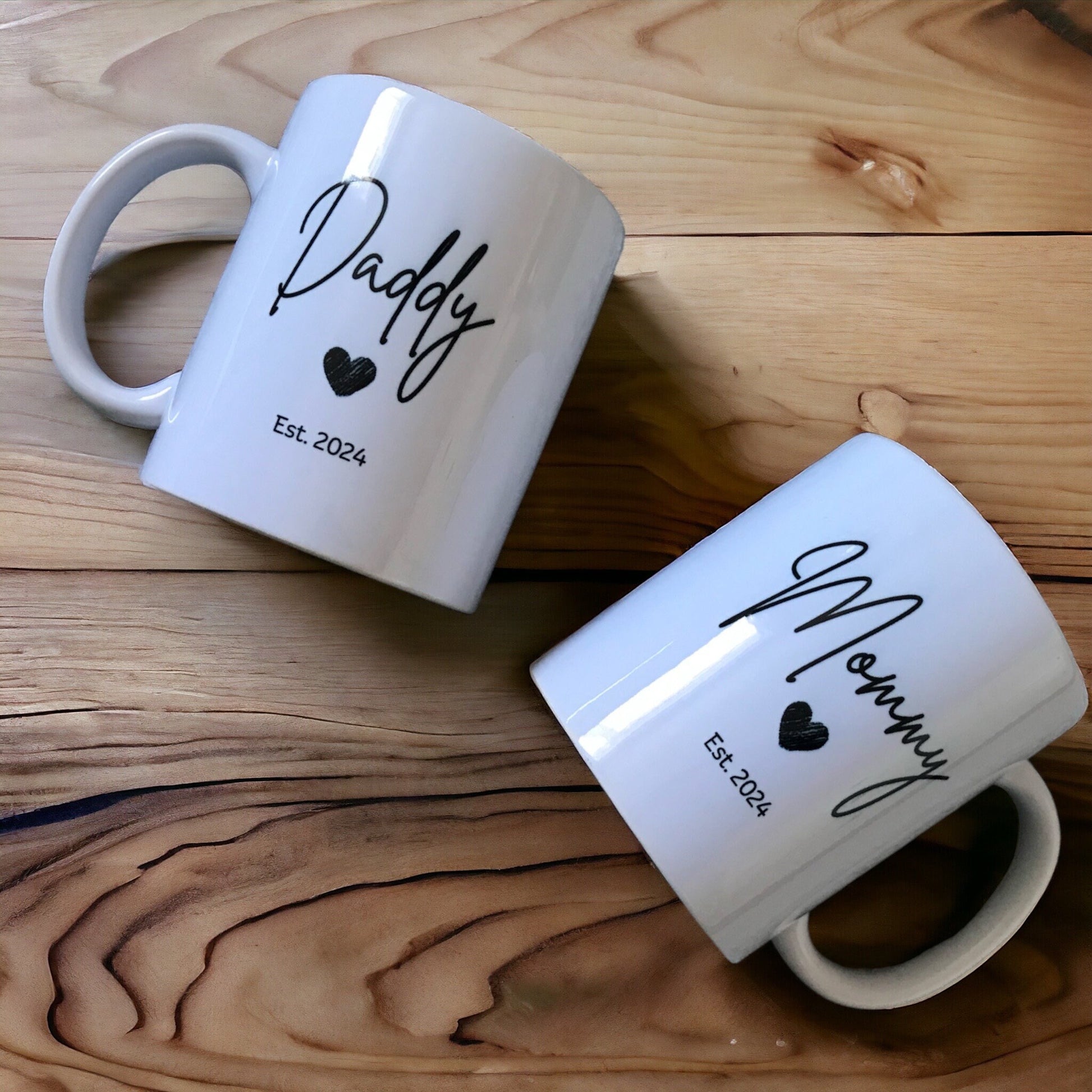 Welcome to parenthood: Discover our Mommy and Daddy 11oz Mug set. Drinkware Coffee Ceramic Drink Reusable Reuse Washable