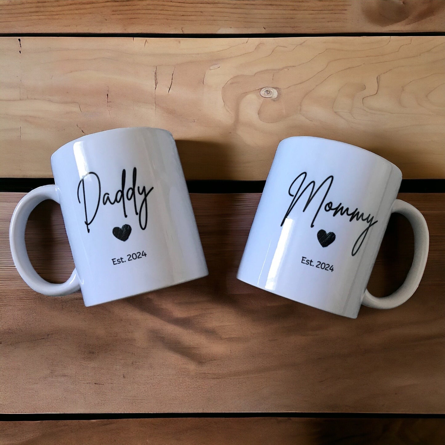 Welcome to parenthood: Discover our Mommy and Daddy 11oz Mug set. Drinkware Coffee Ceramic Drink Reusable Reuse Washable