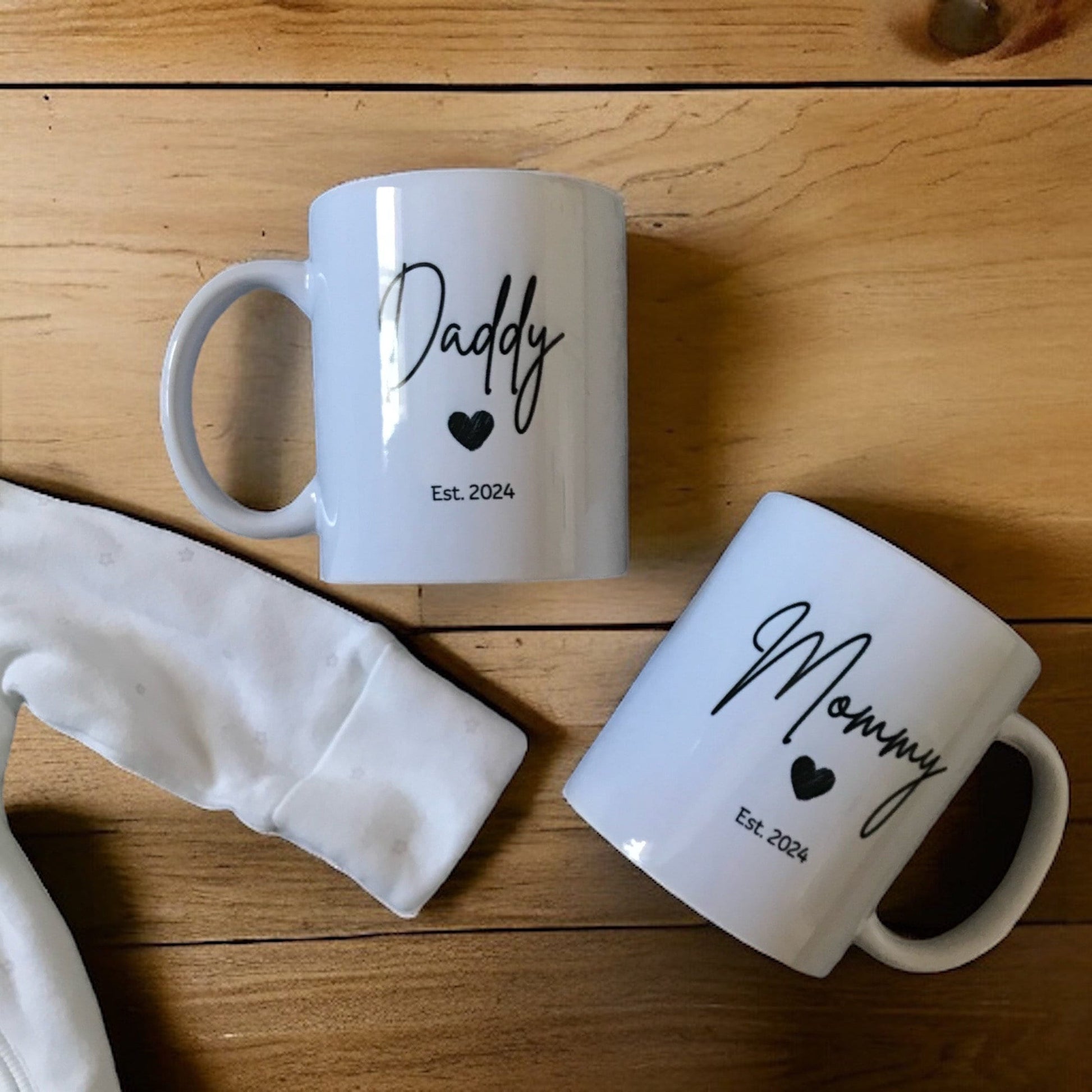 Welcome to parenthood: Discover our Mommy and Daddy 11oz Mug set. Drinkware Coffee Ceramic Drink Reusable Reuse Washable
