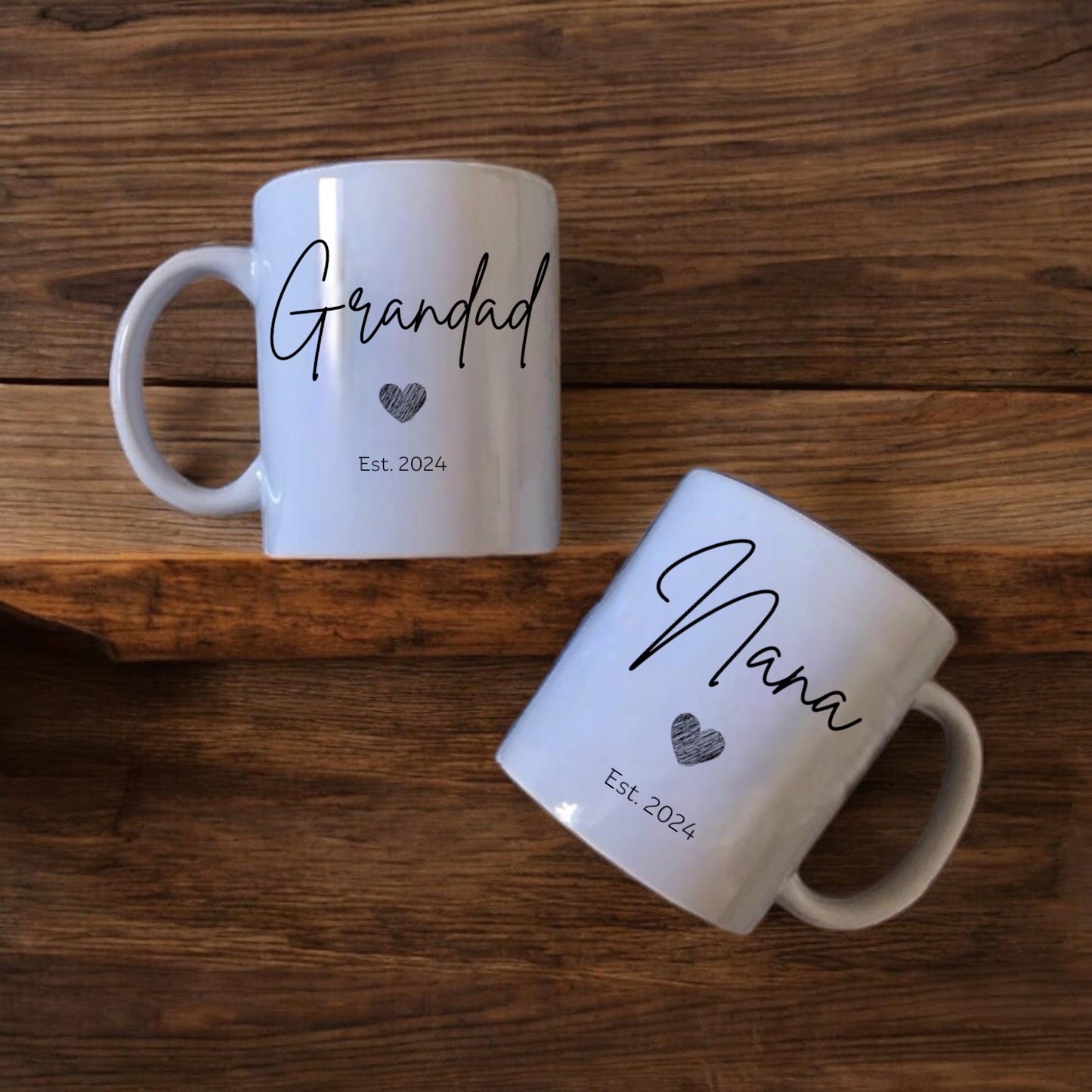 Premium Ceramic Nana and Grandad Mug Set - Personalized and Stylish Gift for New Grandparents - Printed, Coffee Drinkware Drink Washable Cup
