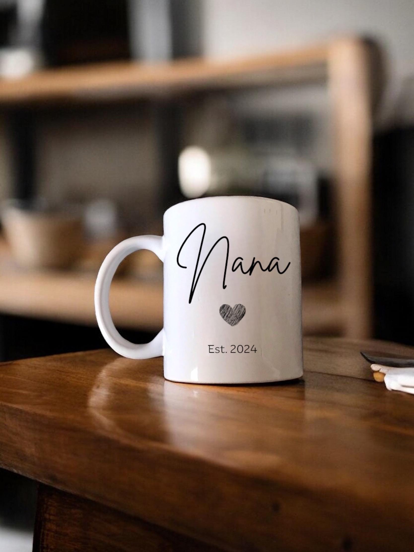 Premium Ceramic Nana and Grandad Mug Set - Personalized and Stylish Gift for New Grandparents - Printed, Coffee Drinkware Drink Washable Cup